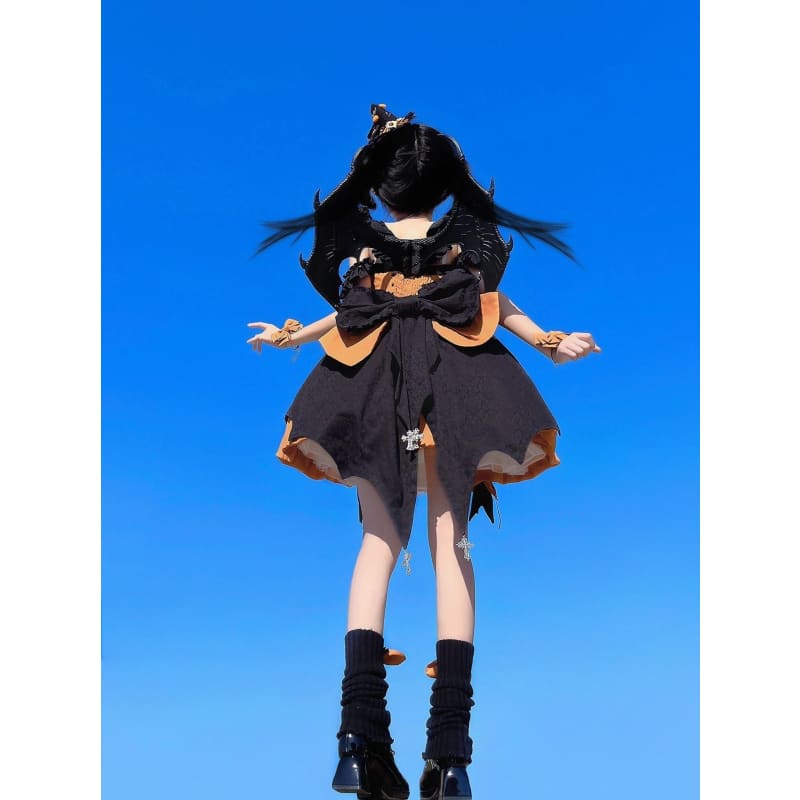 Black Orange Halloween Witch Sweet Pumpkin Lolita Dress