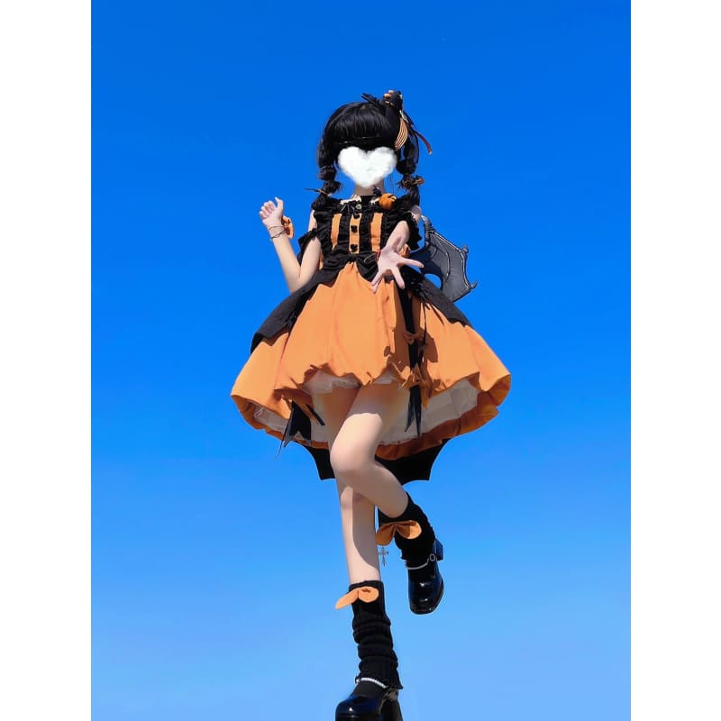 Black Orange Halloween Witch Sweet Pumpkin Lolita Dress