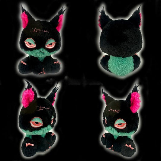 Black Pink and Green Gothic Cat Plushie - Black&Green