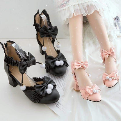 Black/Pink/White Fashion Kawaii Lolita High Heeled Cute