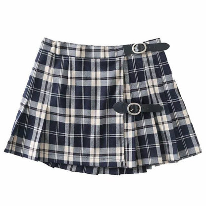 Black Plaid Mini Skirt - Skirt