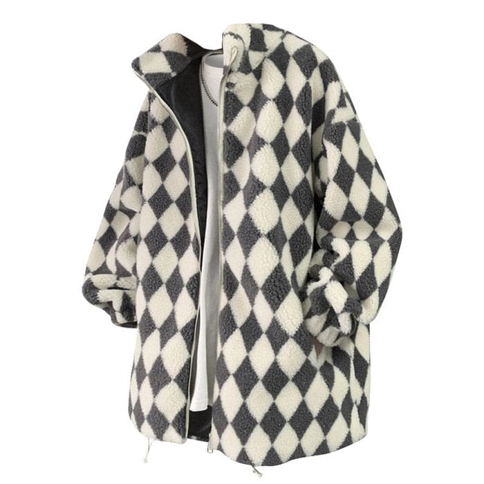 Black Plaid Zip Up Jacket - Jackets