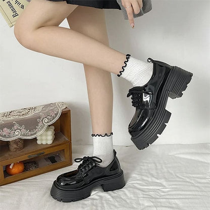 Black Platform Oxford Boots - Boots