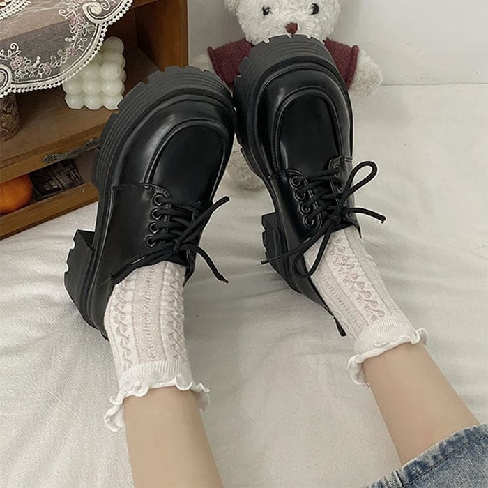 Black Platform Oxford Boots - Boots