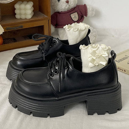 Black Platform Oxford Boots - Boots