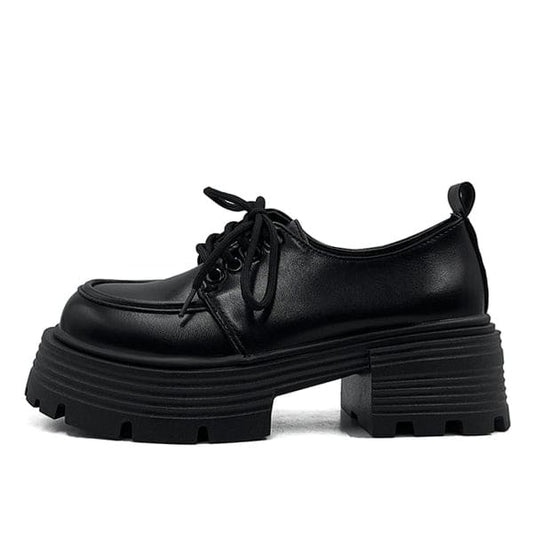 Black Platform Oxford Boots - EU35 (US5.0) / Black Matte