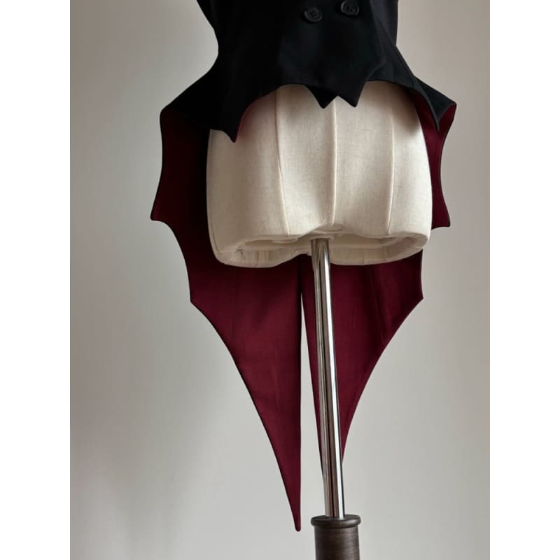 Black Red Vampire Lolita Bat Wings Hemline Waistcoat