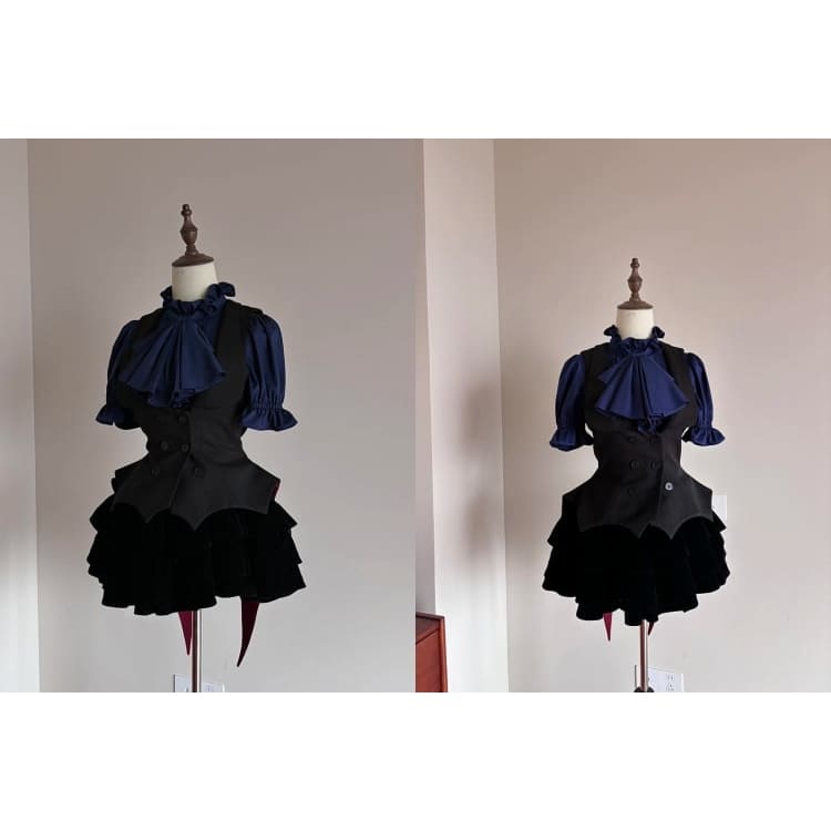 Black Red Vampire Lolita Bat Wings Hemline Waistcoat