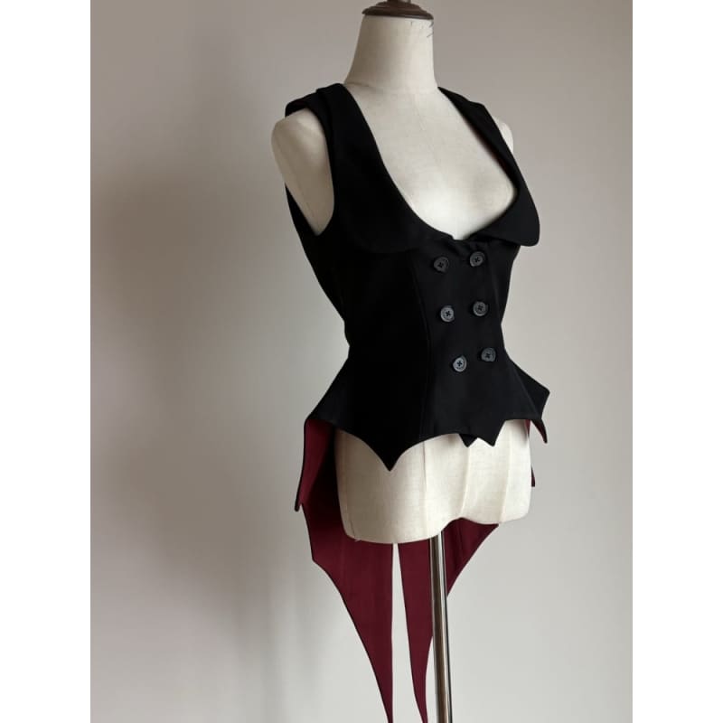 Black Red Vampire Lolita Bat Wings Hemline Waistcoat