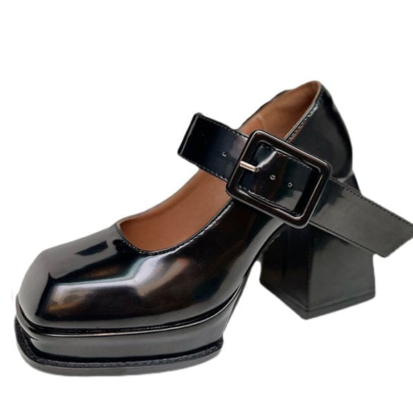 Black Square Mary Jane Heels - EU35 (US5.0) / Black - Shoes