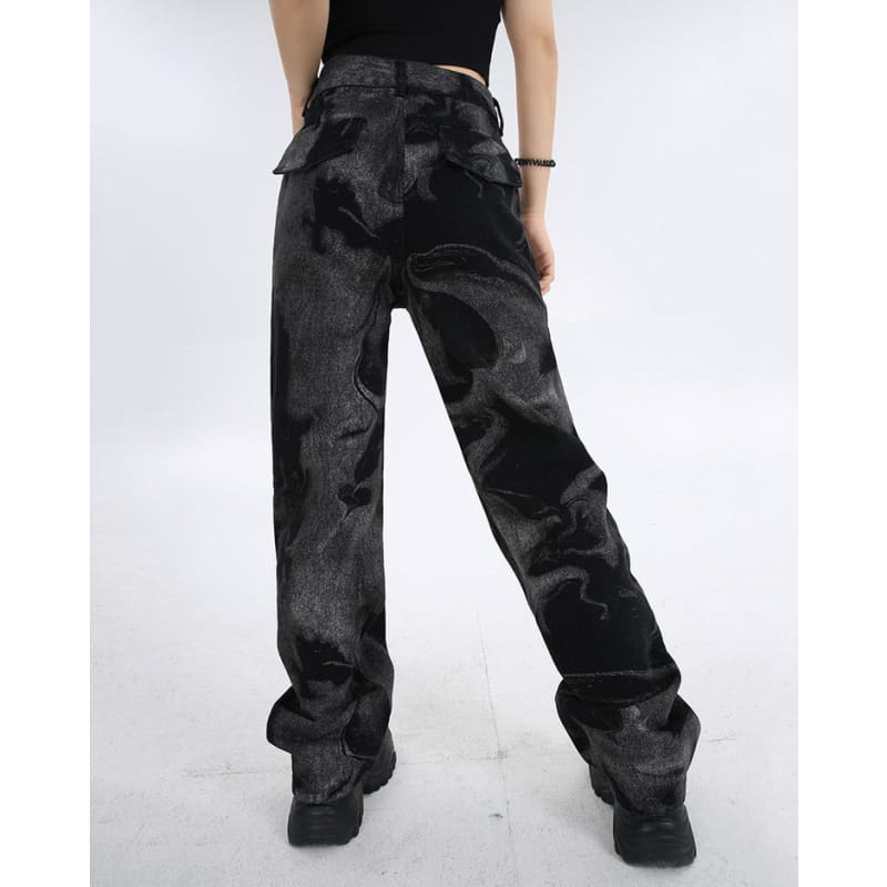 Black Straight Leg Jeans - Jeans