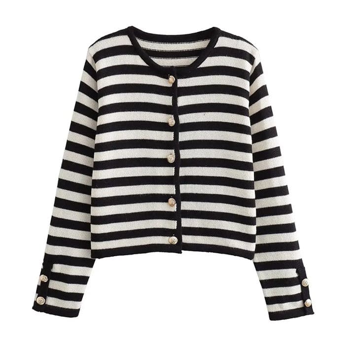 Black Striped Cardigan - S / Black/white - Cardigan