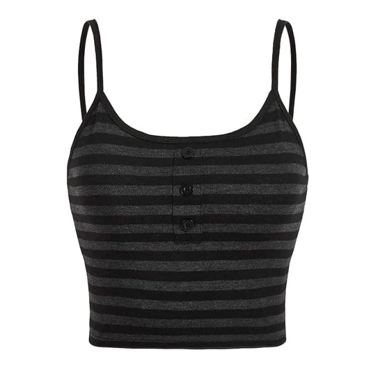 Black Striped Tank Top - S / Grey - Tops