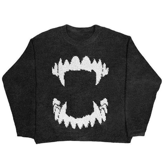 Black Teeth Oversized Sweater - M / Dark Grey - Sweater