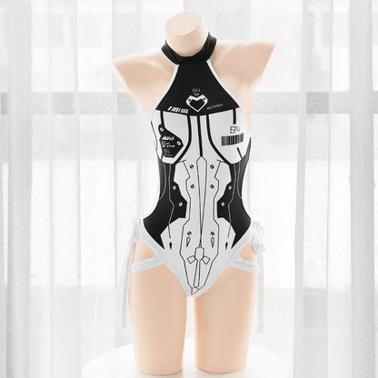 Black White CyberPunk Waifu Swimsuit ON839 - Black / M