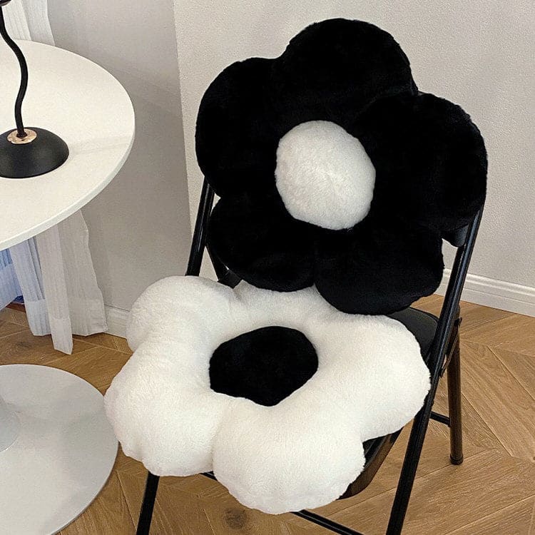 Black White Flower Pillow - Pillow