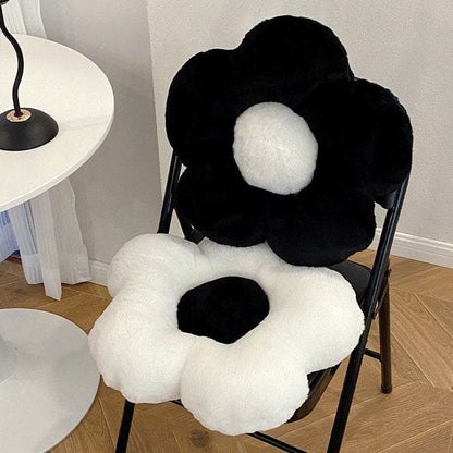 Black White Flower Pillow - Pillow