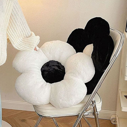 Black White Flower Pillow - Pillow