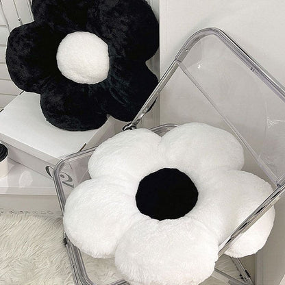 Black White Flower Pillow - Pillow