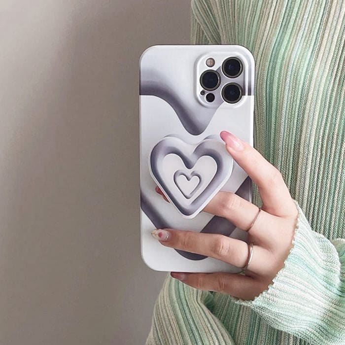 Black with White Heart iPhone Case - IPhone Case