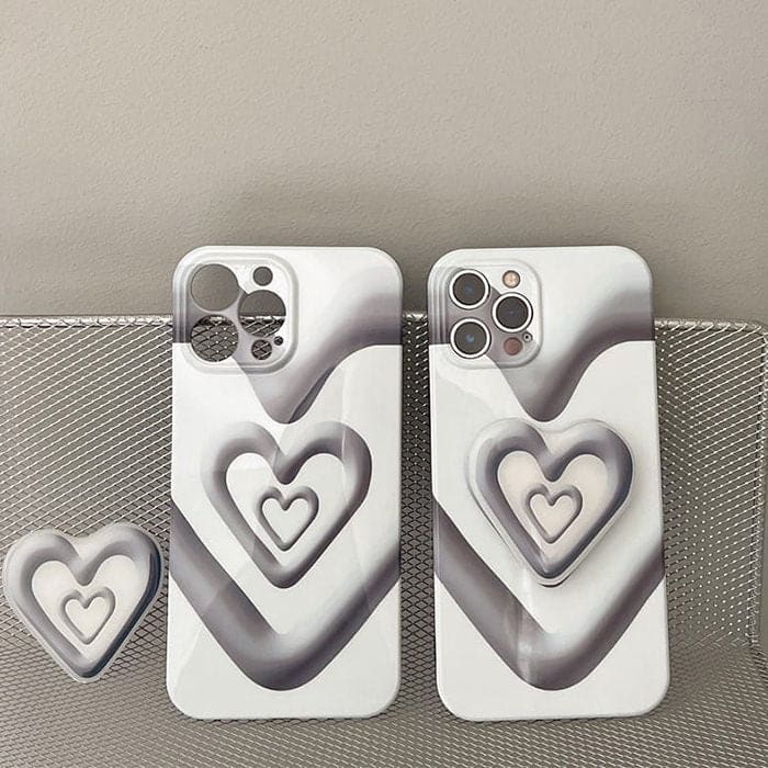 Black with White Heart iPhone Case - IPhone Case