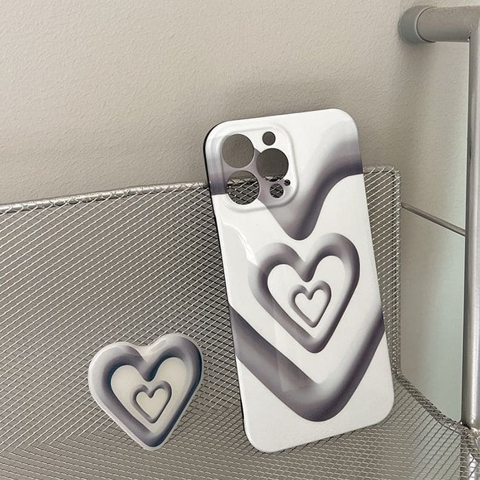 Black with White Heart iPhone Case - IPhone Case
