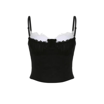 Black with White Lace Camisole - Camisoles & Tank tops