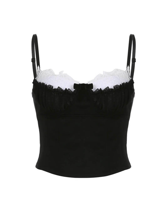 Black with White Lace Camisole - Camisoles & Tank tops