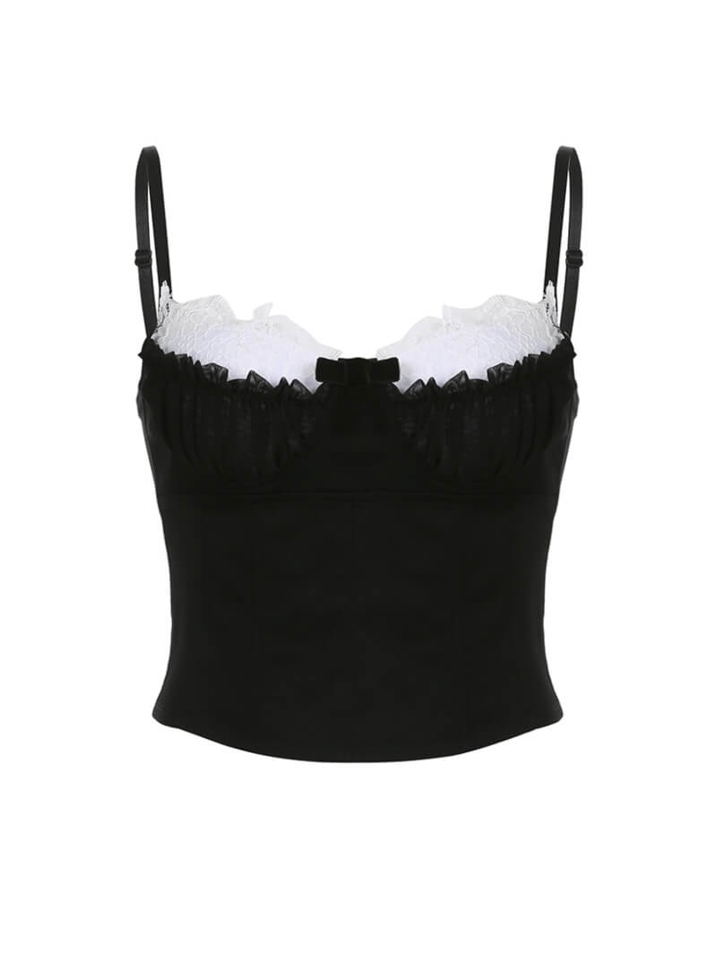 Black with White Lace Camisole - Camisoles & Tank tops