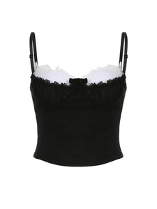 Black with White Lace Camisole - Camisoles & Tank tops