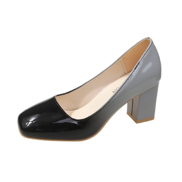 Block Heel Gradient Pumps - Black / 35