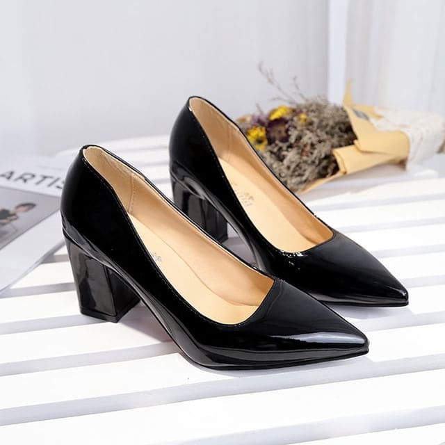 Block Heel Pumps - Black / 33