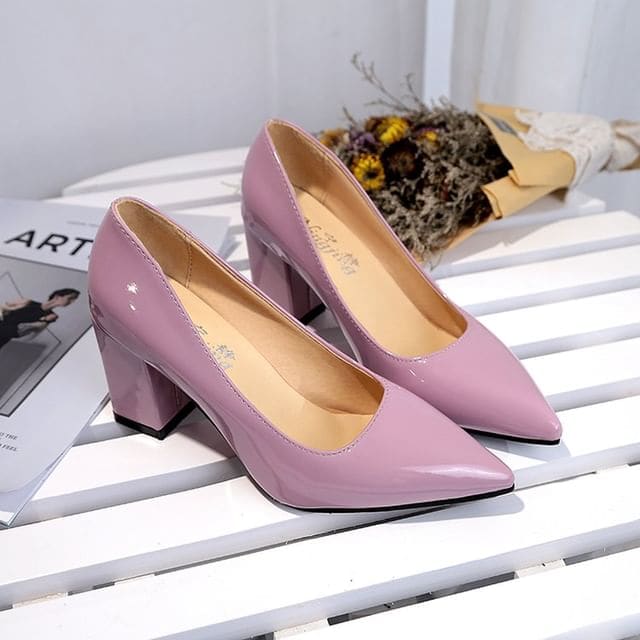 Block Heel Pumps - Pink / 33