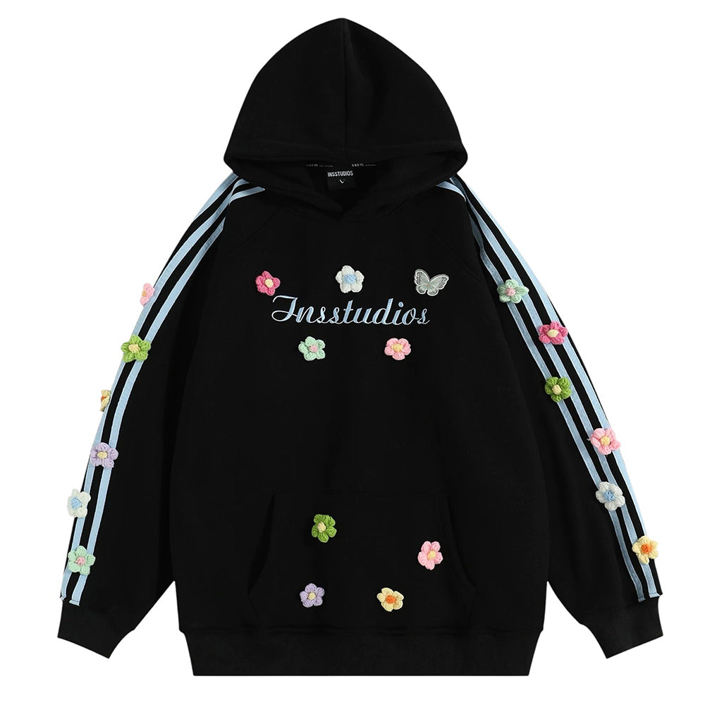 Aesthetic Floral Embroidery Blokette Hoodie