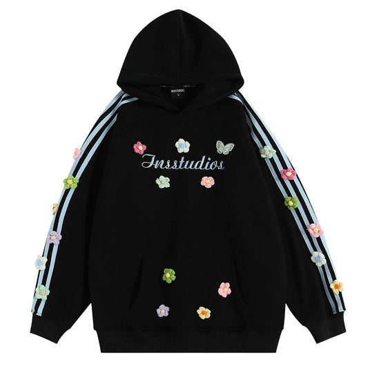 Aesthetic Floral Embroidery Blokette Hoodie