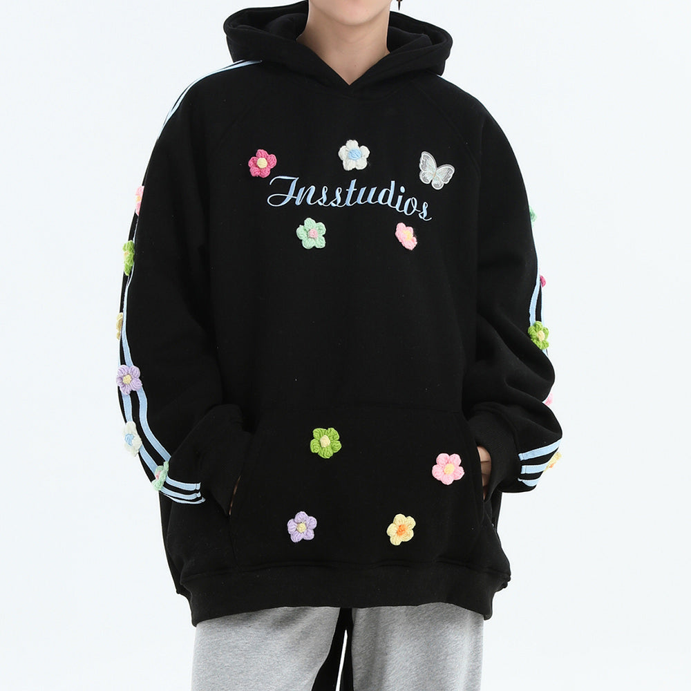 Aesthetic Floral Embroidery Blokette Hoodie