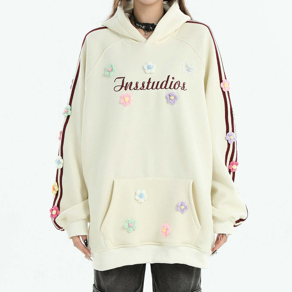 Aesthetic Floral Embroidery Blokette Hoodie