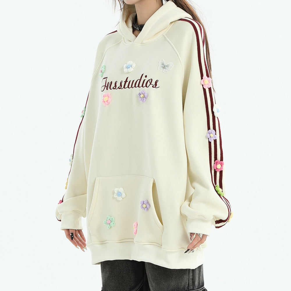 Aesthetic Floral Embroidery Blokette Hoodie