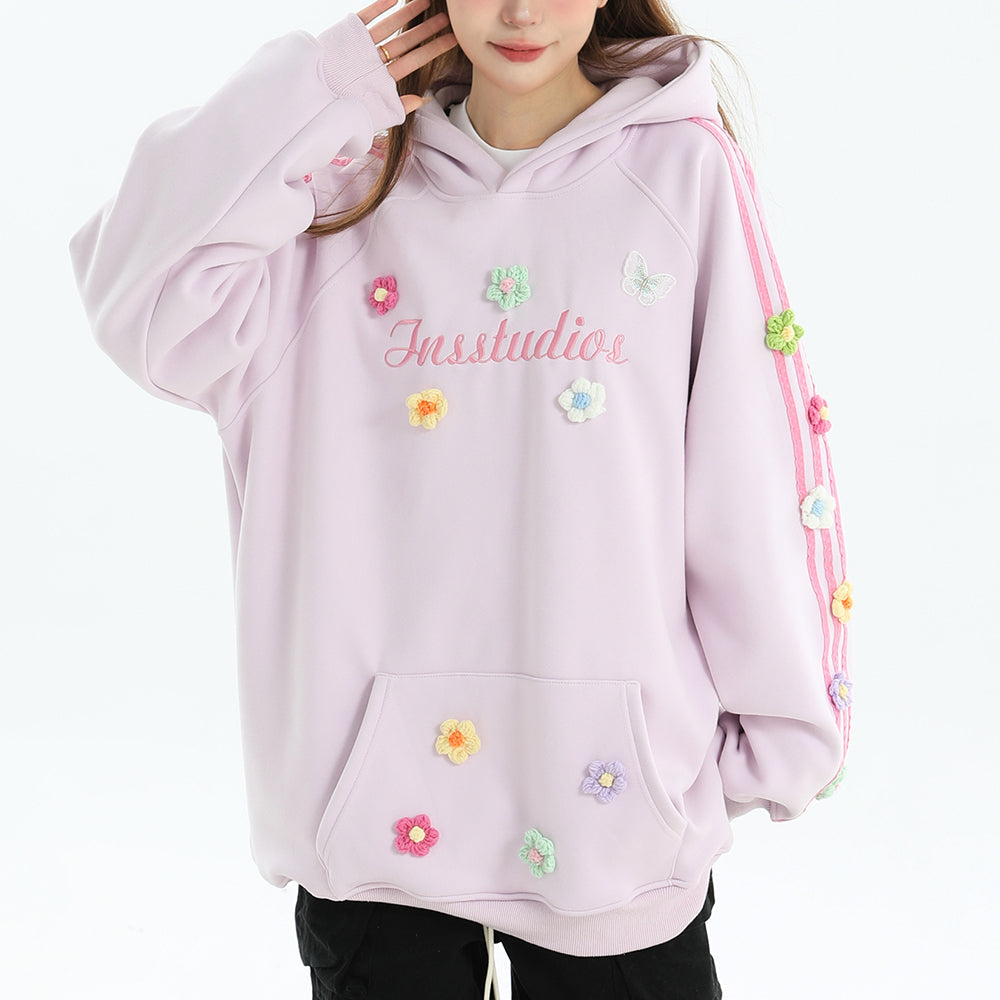 Aesthetic Floral Embroidery Blokette Hoodie