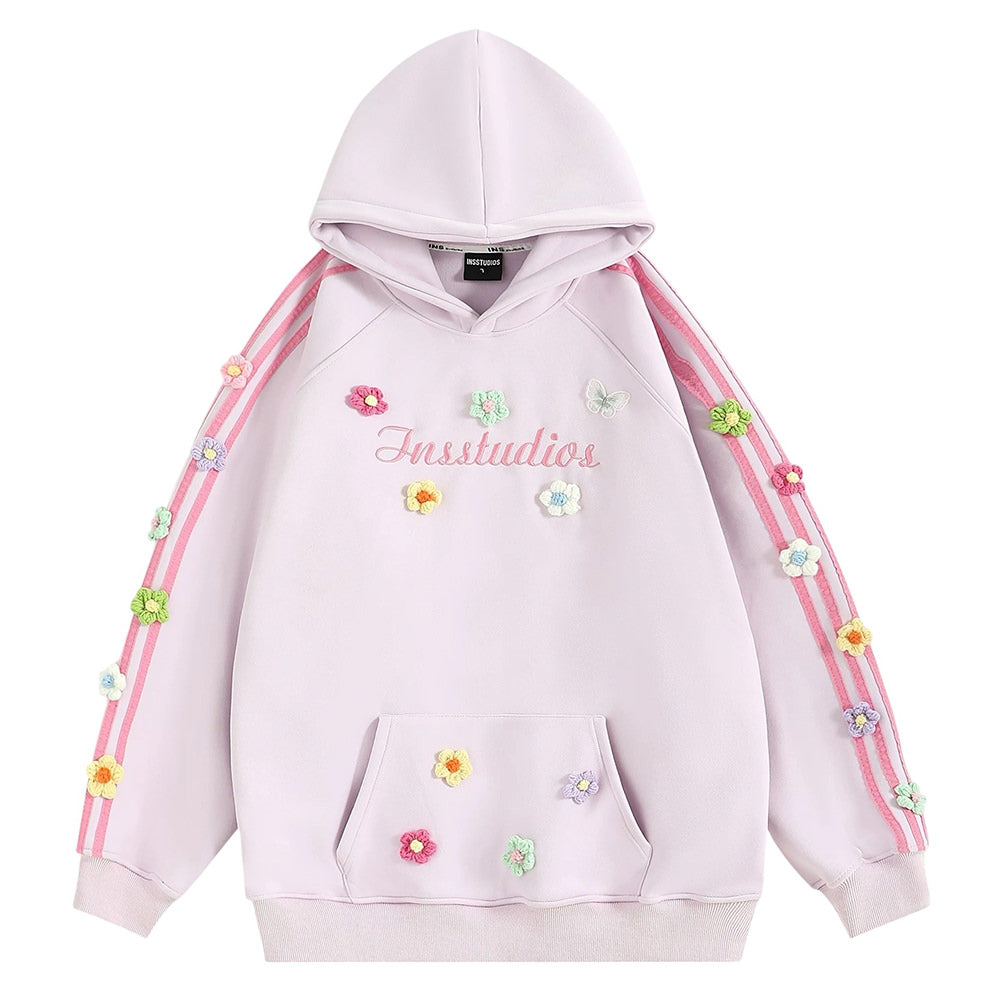 Aesthetic Floral Embroidery Blokette Hoodie