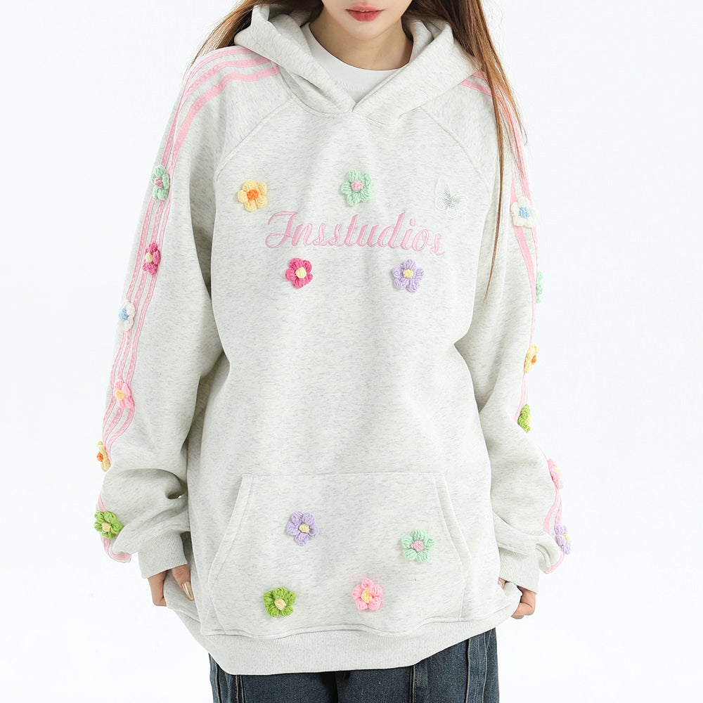 Aesthetic Floral Embroidery Blokette Hoodie