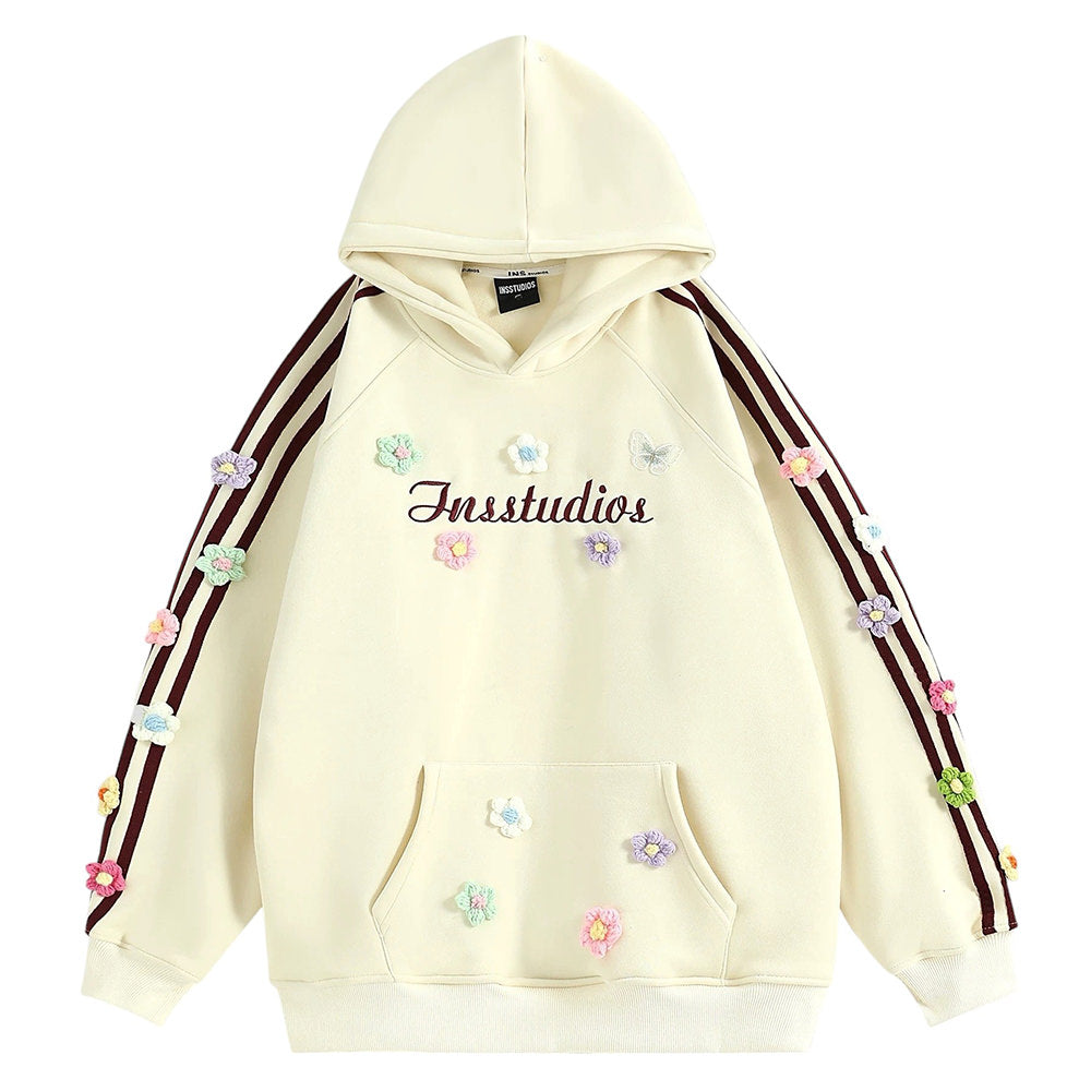 Aesthetic Floral Embroidery Blokette Hoodie