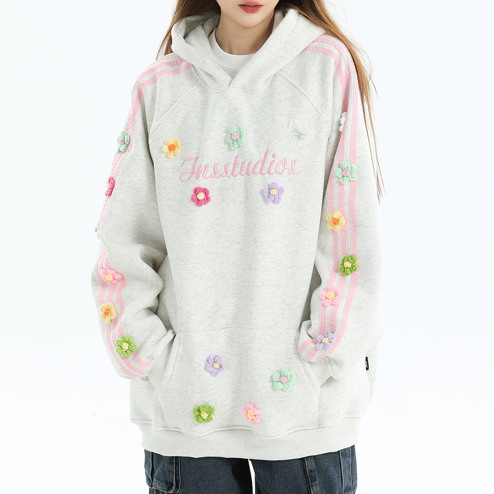 Aesthetic Floral Embroidery Blokette Hoodie
