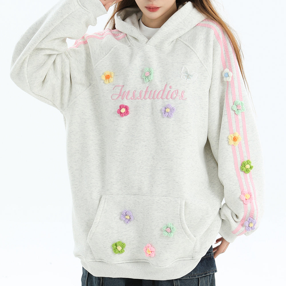 Aesthetic Floral Embroidery Blokette Hoodie