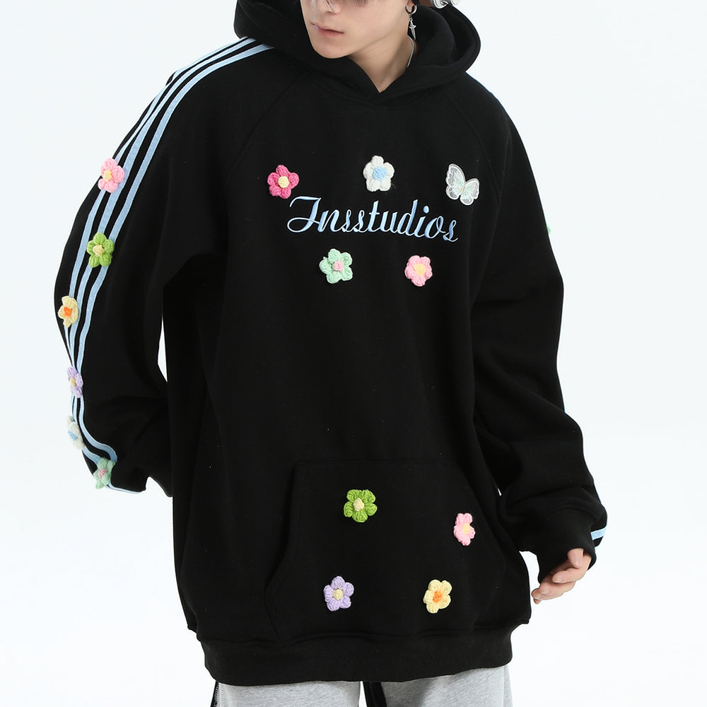 Aesthetic Floral Embroidery Blokette Hoodie