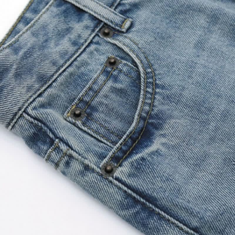 Blossom Button T-Shirt Letter Denim Pants Set