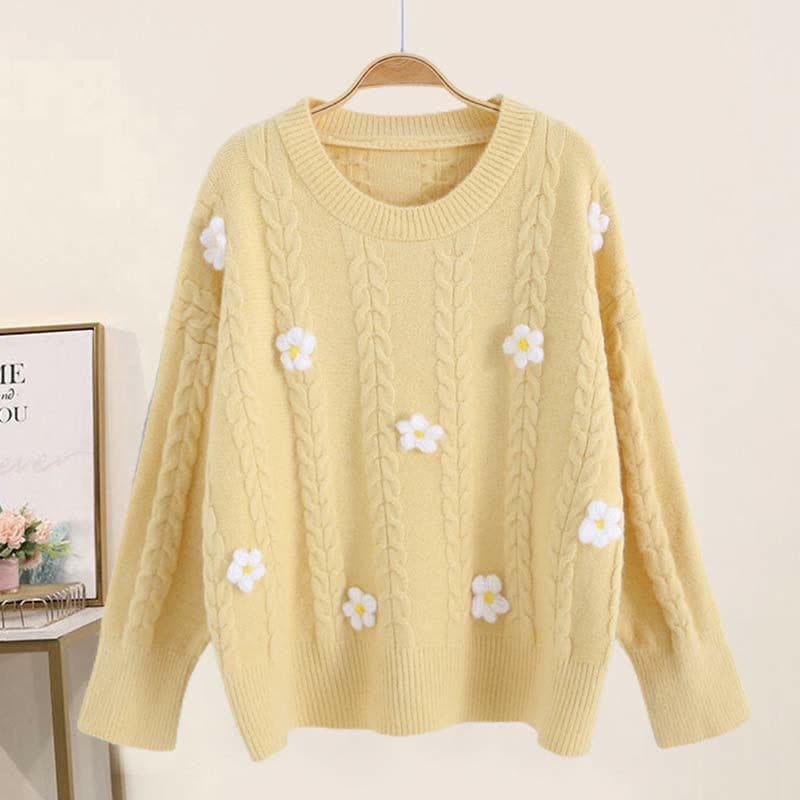 Blossom Decor Sweater Tulle Skirt - Yellow Sweater
