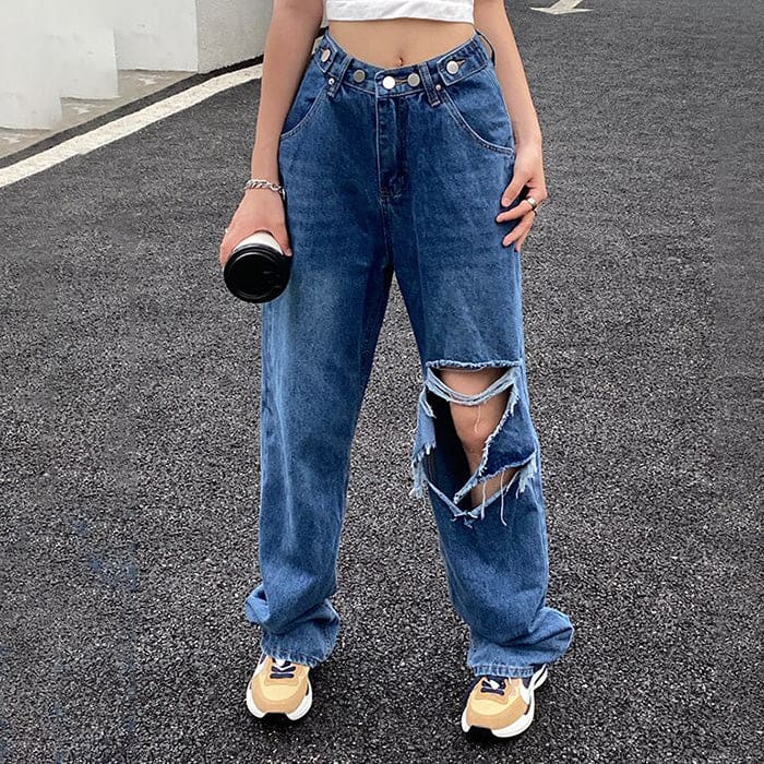 Blue Denim Baggy Jeans - Jeans