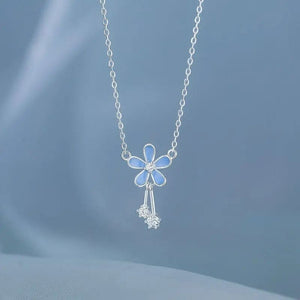 Kawaii Aesthetic Y2K Cute Fairy Blue Flower Necklace MK Kawaii Store