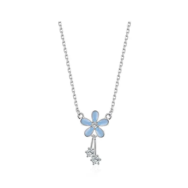 Kawaii Aesthetic Y2K Cute Fairy Blue Flower Necklace MK Kawaii Store